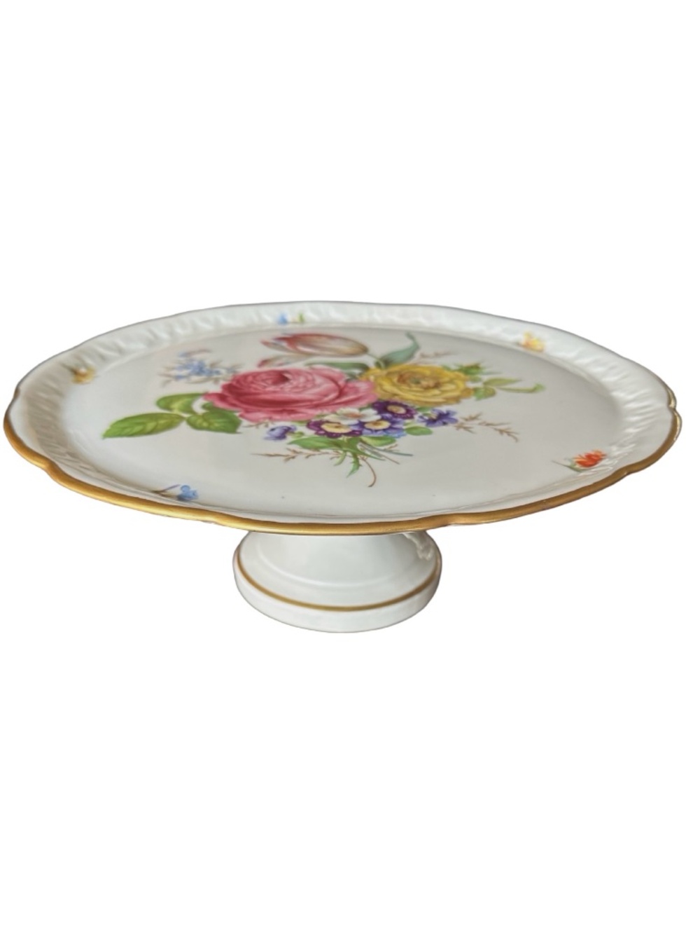 LIMOGES FRANCE Vintage Porcelain Cake Plate Pedestal 11.5” Rare Collectible